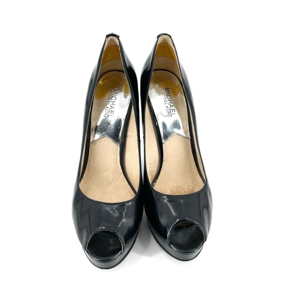 Michael Michael Kors MK York Platform Peep-Toe Patent Leather Heel